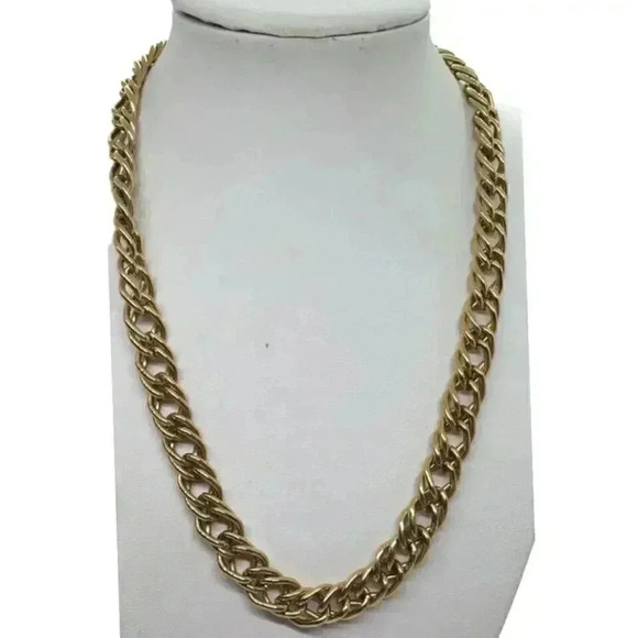 Vintage Double Link Chunky Heavy Necklace Gold Tone Sarah Coventry - Picture 1 of 5